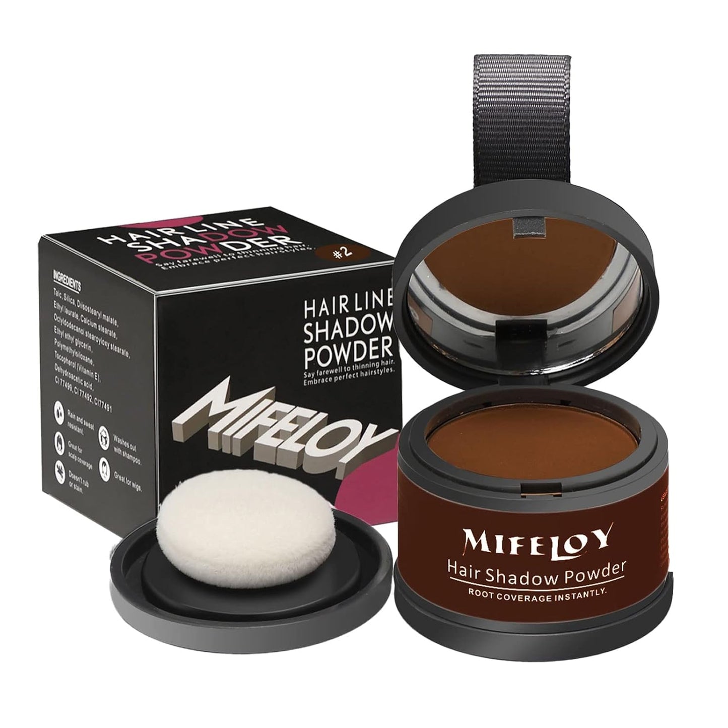 Root Touch Up Powder, Cover Up Hair Color for Grays, Root Coverage for Women Men, Roots Concealer for Beard Line Eyebrow, Instantly Shadow Powder for Thinning Grey Hairline, Medium Brown