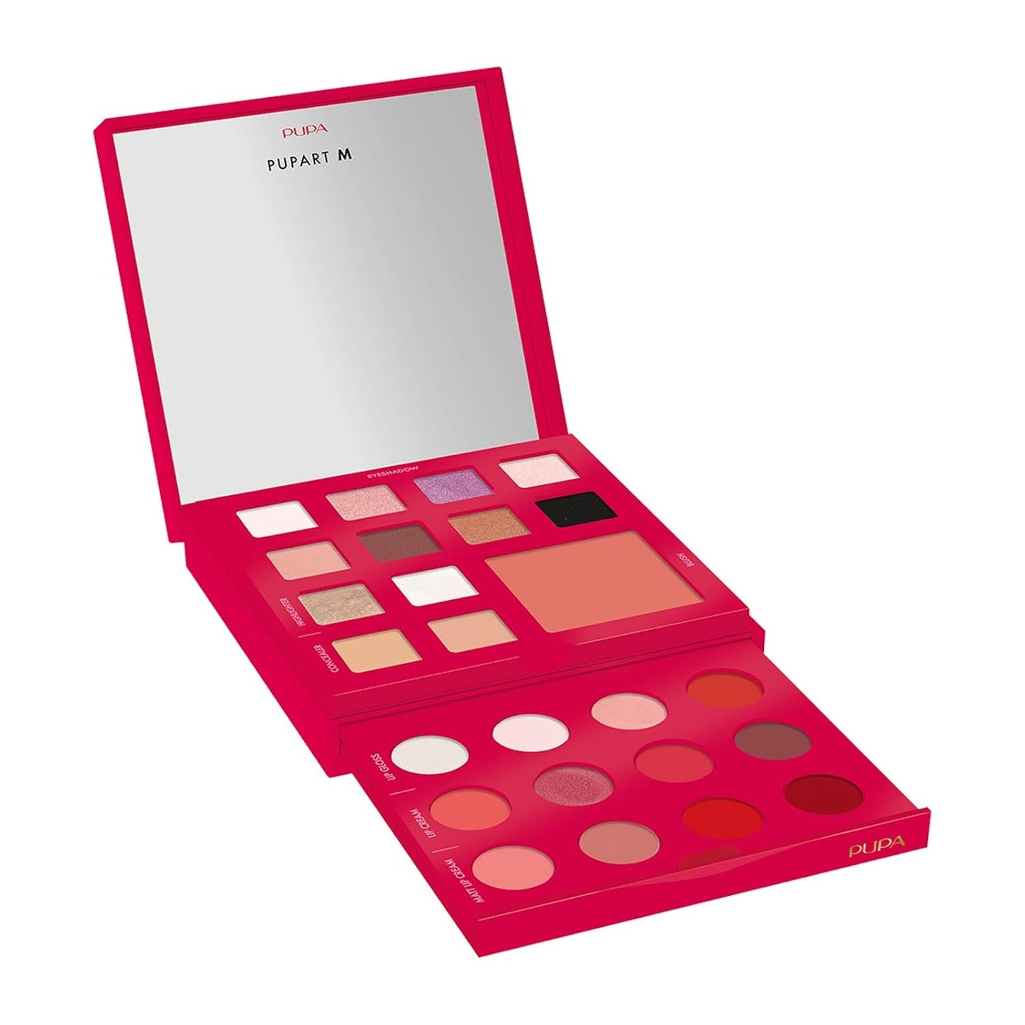 Pupa Milano Pupart M Makeup Palette, 003 Red, 0.6 oz - Makeup Kit - Blush - Concealer - Highlighter - Eyeshadow - Lip Gloss - Lip Cream - Face Makeup