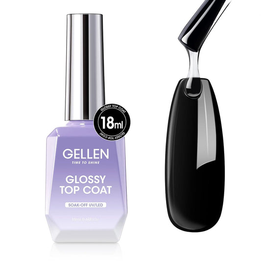 GELLEN Gel Top Coat Nail Polish- 18ml No Wipe Top Coat Gel Polish, High Gloss Shiny Long Lasting, Soak Off Nail Lamp for Home DIY and Nail Salon