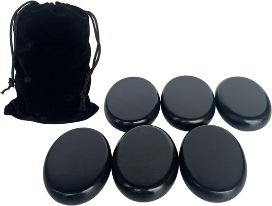 Hot Stones Massage Set,6 Piece Set Oval hot Stone 3.15x2.36x0.7 inches.Basalt Home spa, Relaxation, Massage Treatment