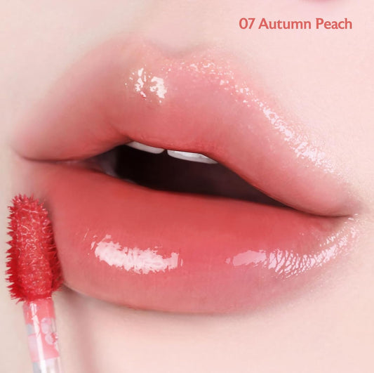 MILKTOUCH Jelly Fit Lip Tint (07 Autumn Peach) with Cooling Plumping Effect and Water-Based Non-Sticky Texture | Long Lasting Korean Beauty Lipstain Tinted Gloss Oil Brown K Makeup