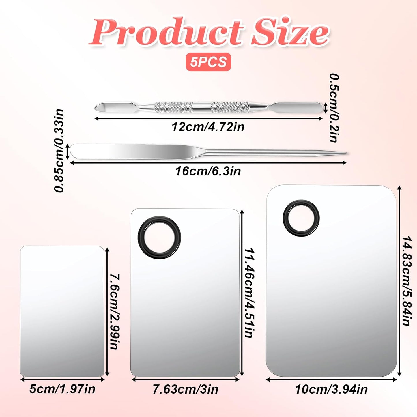 3Pcs Stainless Steel Cosmetic Makeup Palette Professional Cosmetic Mixing with Spatula Makeup Artist Tool Nail Art Palette for Mixing Foundation Eye Shadow Eyelash Nail Art Different sizes