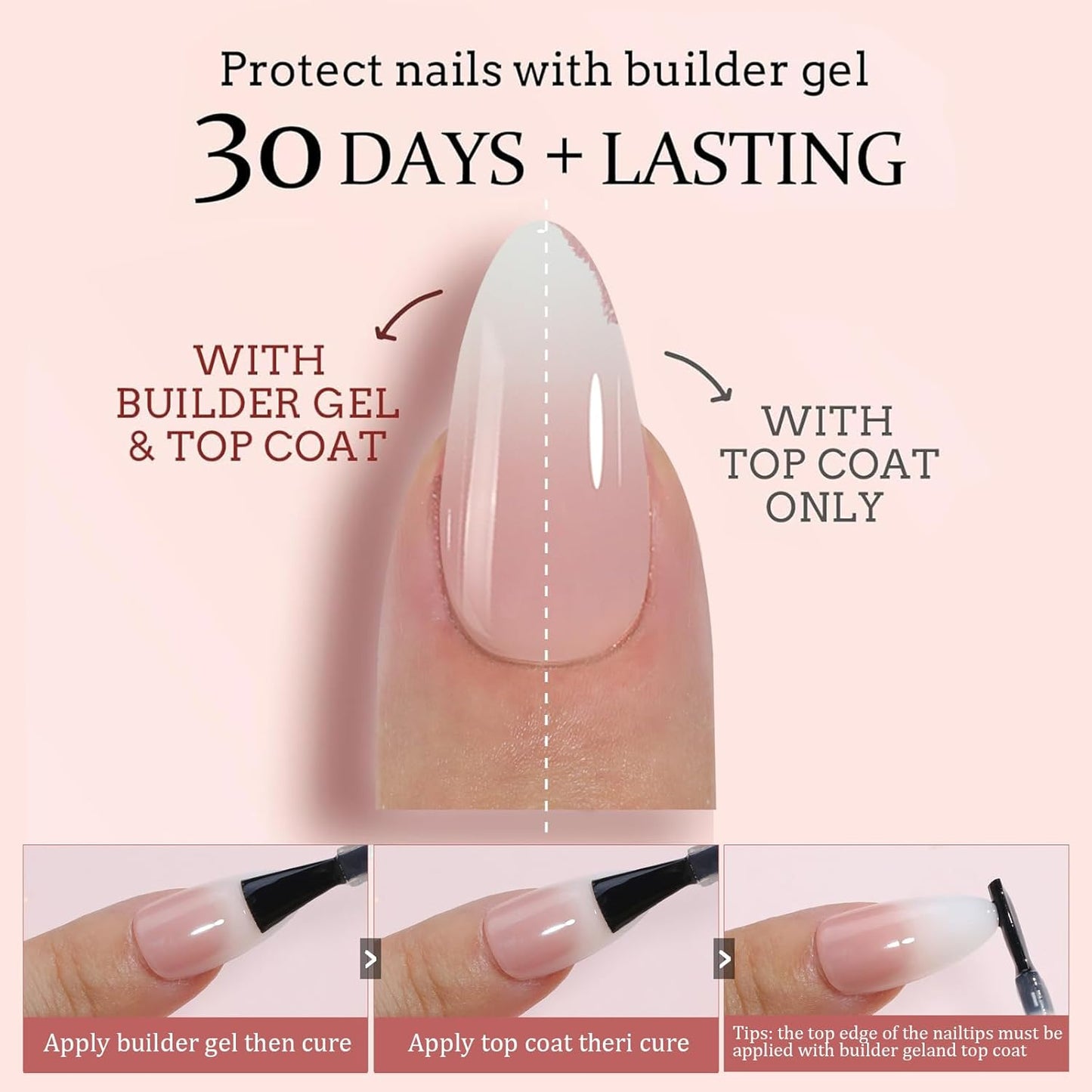 Ombre Press On Nails - 240Pcs Short Square False Nails Kit, Pink White Gradient Nail Tips Soft Gel False Nail with Glue Salon Fake Nails Kit Extensions DIY (Medium Long Square)