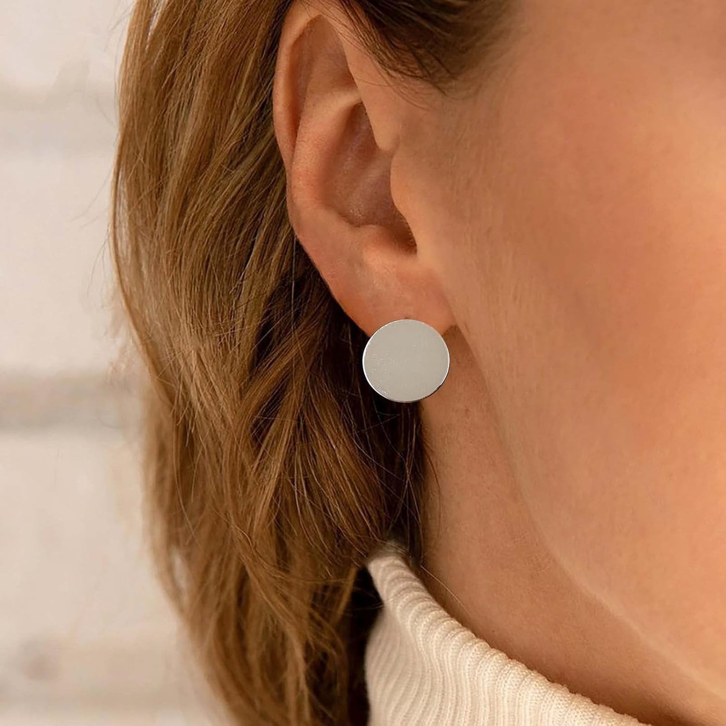 Boho Large Disc Coin Earrings Gold Coin Stud Earrings Geometric Circle Earrings Minimalist Round Circle Disc Earrings Jewelry for Women and Girls