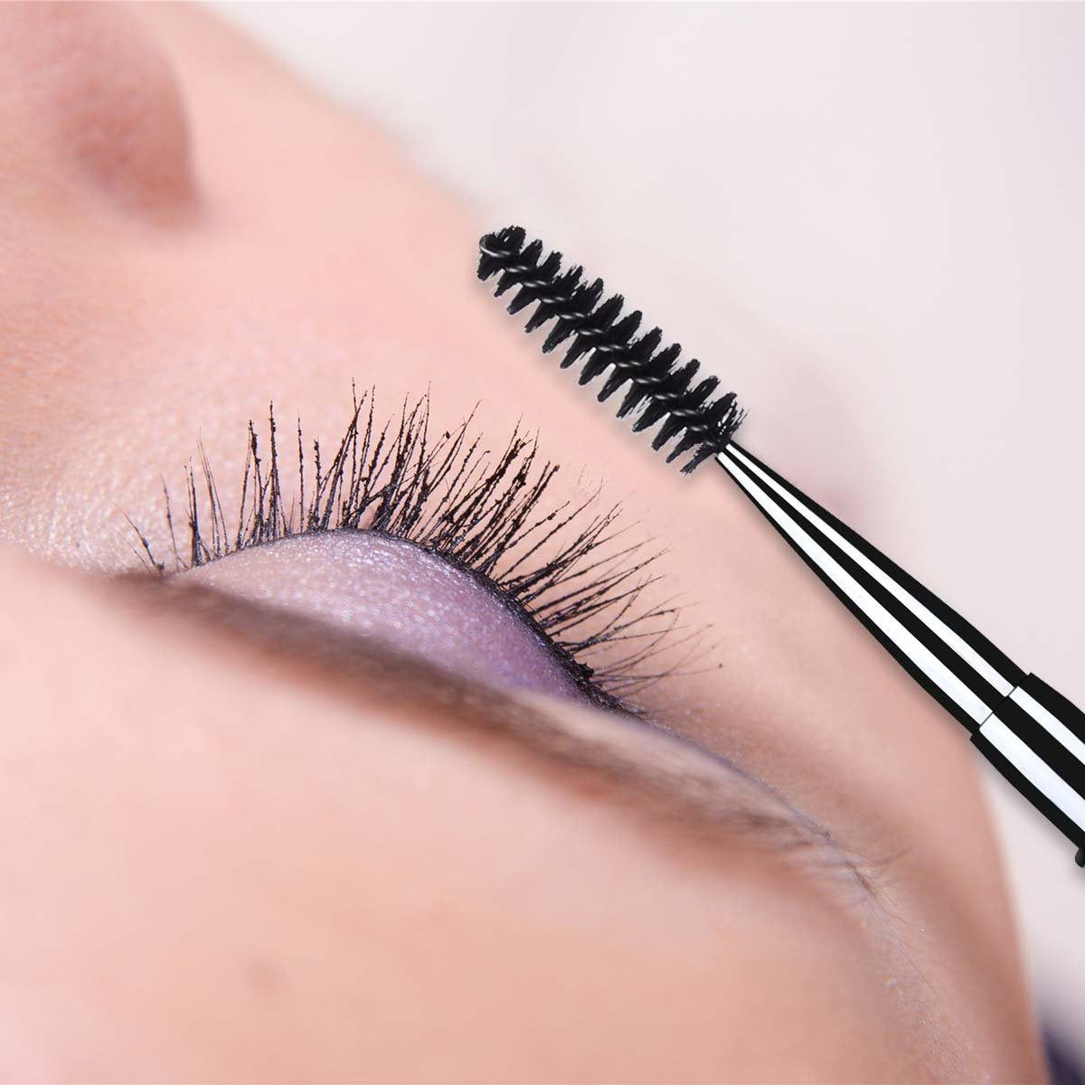 2 Pieces Eyelash Brush with Cap, Mascara Spoolies Reusable Brow Brushes Lash Wands Applicator Spooly for Lashes