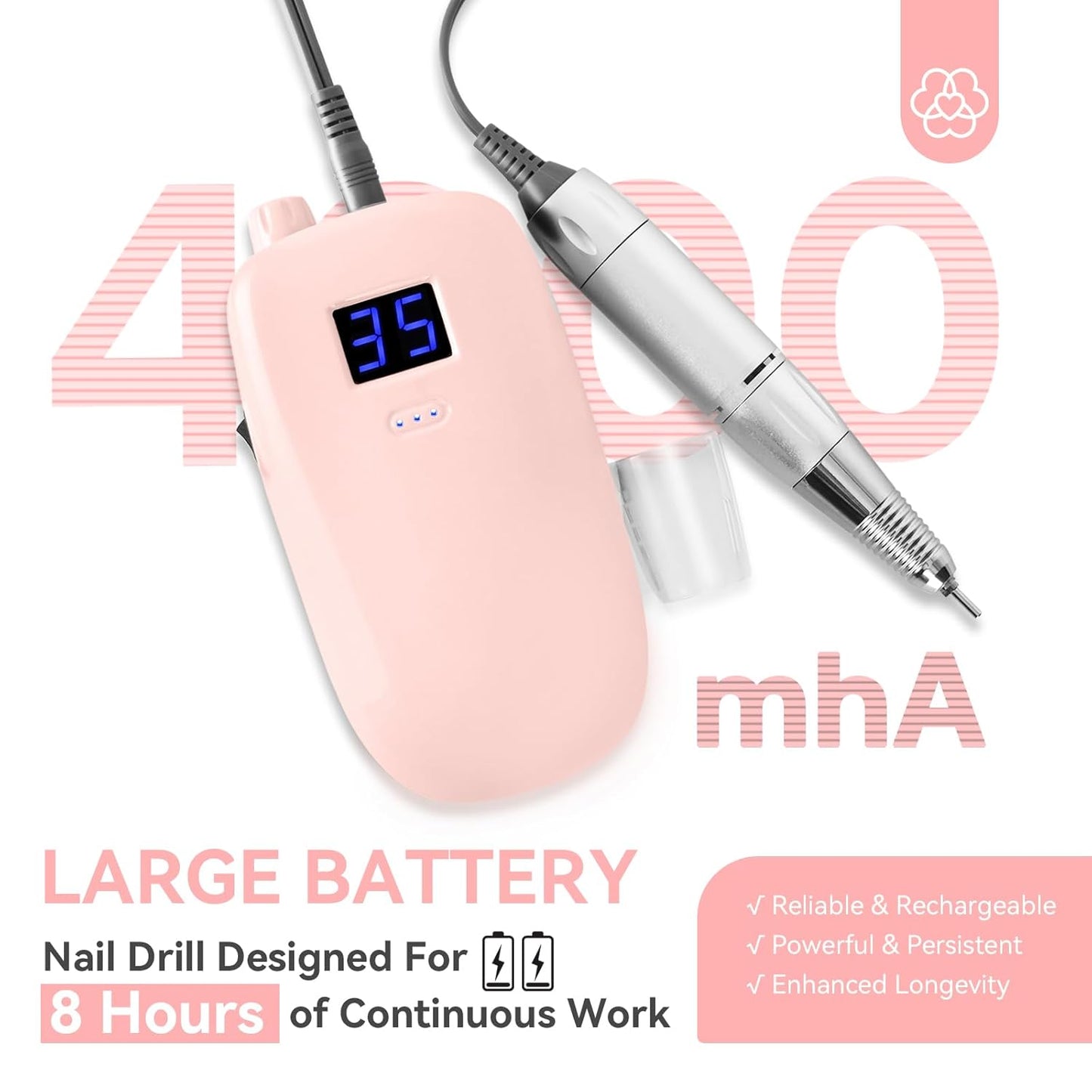 SAVILAND Professional Nail Drill – 35000 RPM Electric Nail Drills for Acrylic Nails with Ceramic Corn Head Nail Drill Bits Professional for Nails Manicure Tools and Pedicure Kit