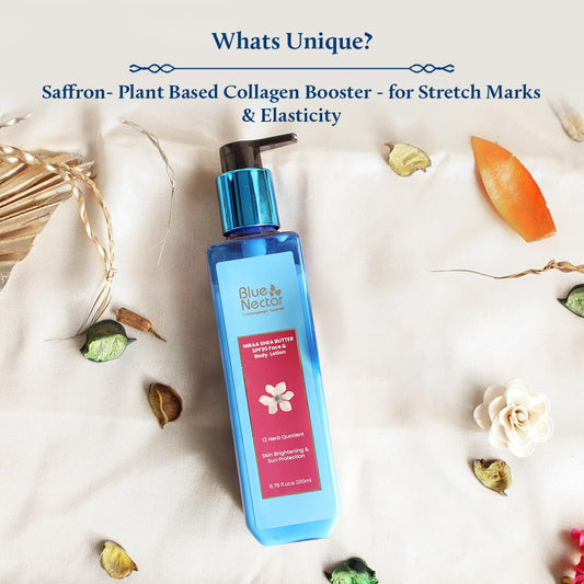 Blue Nectar Stretch Mark Cream for Pregnancy and Postpartum, Moisturizing Body Lotion for Women with Cocoa and Shea Butter for Pregnancy Gifts (12 Herbs, 6.76 fl oz)