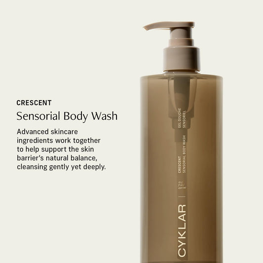 Sensorial Body Wash. Crescent Fragrance Hydrating Cleanser with Moisture Locking Multi-Oil Complex, Sodium PCA and Glycerin. Nourishing Shower Gel for Women and Men, 16.5 Fl Oz Luxury Bodywash