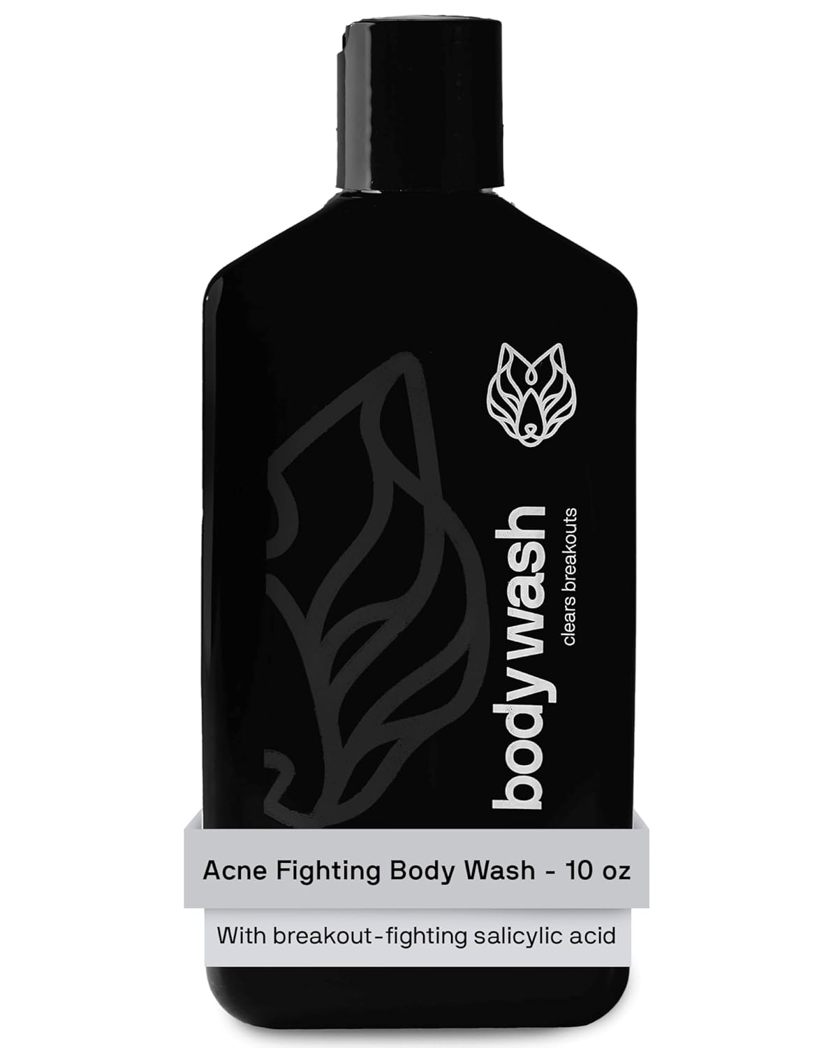 Black Wolf Salicylic Acid Body Wash for Men - 10 Fl Oz Men's Acne Body Wash - Charcoal Helps Reduce Acne Breakouts & Cleanse Your Skin - Full Coverage & Deep Clean Treatment - Men's Bodywash
