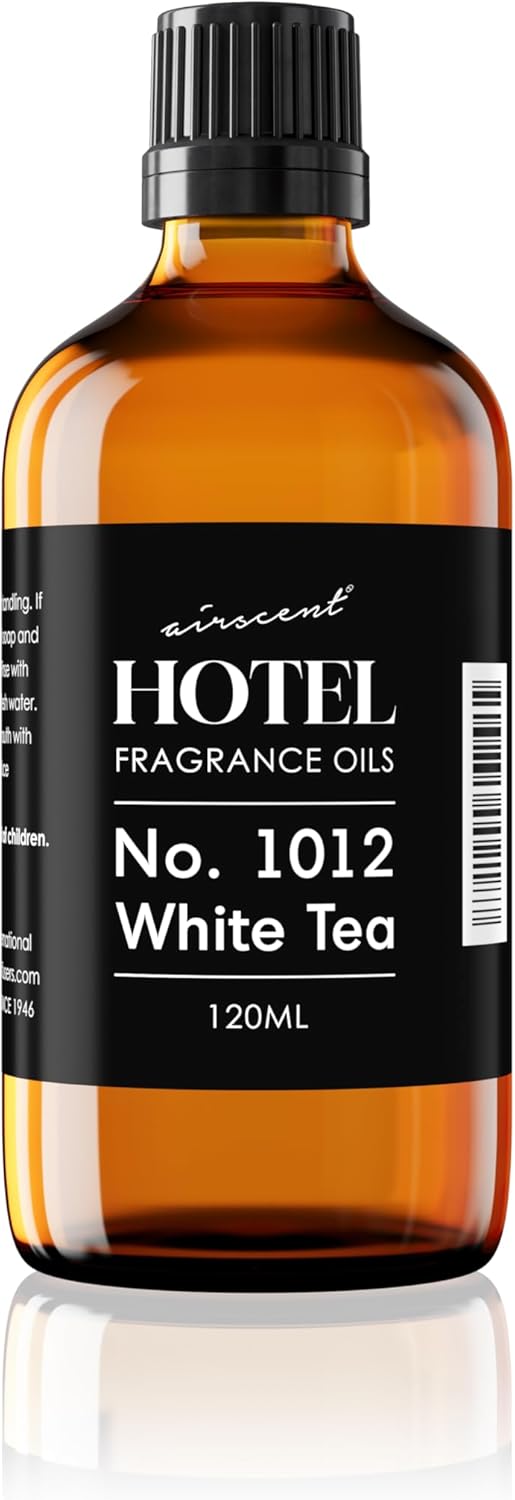 AirScent Hotel Diffuser Oil No. 1012 Inspired by The White Tea Hotel Scent - Premium Fragrance Oil for Ultrasonic and Waterless Diffusers and Crafting - 120 mL, 4 fl oz Glass Dropper Bottle