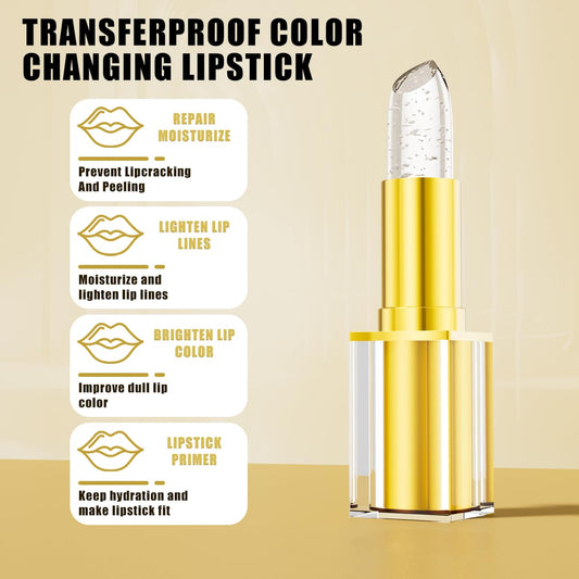 Transferproof Color Changing Lipstick,Color Changing Lipstick for Women Girls,Temperature Change Moisturizer,Waterproof Moisturizer Lip Balm(Silver Foil)
