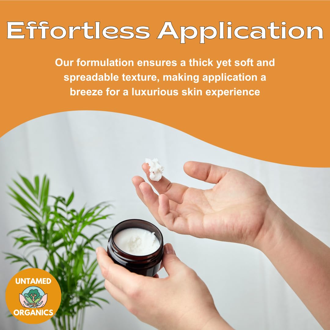 Untamed Organics Pure Tallow 100% Grass-Fed Grass-Finished Beef Tallow Balm For Skin Care - Full Body & Face Moisturizer For Sensitive Skin, Eczema - All-Purpose Pure Tallow Cream (Unscented) 2 oz