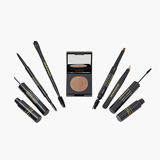 Arches & Halos - Ultimate Brow Hero Kit - Eyebrow Styling Makeup Kit, Pencil, Gel, Shading, Powder, Mousse, Natural and Bold Precise Brow Shaper - Hypoallergenic, Vegan - 7 Pc Kit, Medium