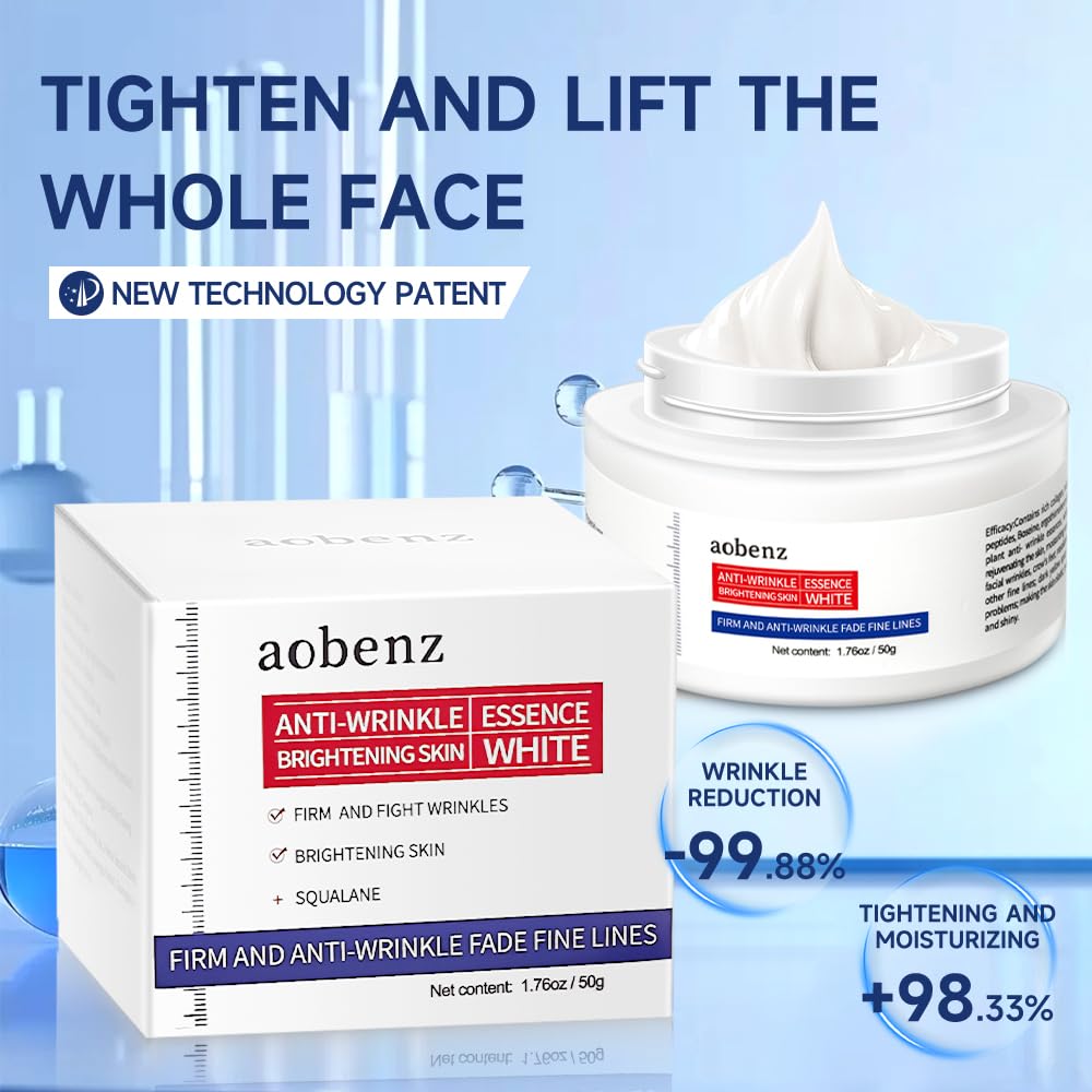 SINPIN aobenz Anti Aging Moisturizer Face Cream for Women & Men - Night Cream for Face & Neck | All Skin Types | Niacinamide + Hyaluronic Acid | Firming, Tightening, Anti Wrinkle, 1.76FL (2PCS)