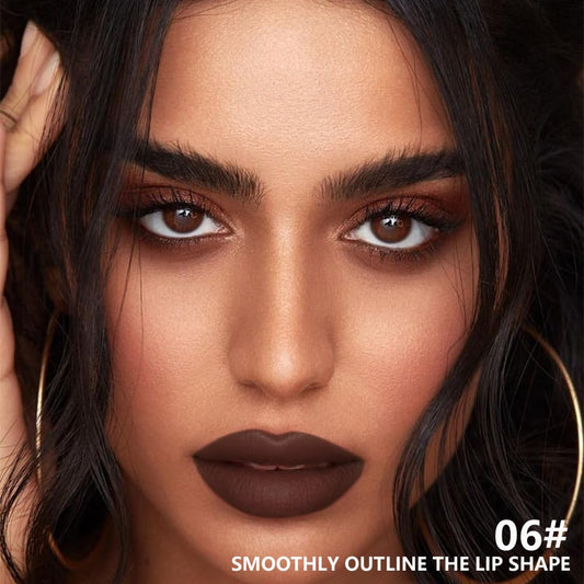 Matte Lipstick Crayon for Women, Dark Brown 24 Hour Lipstick Lip Liner Pencil, Neutral Lip Stick Lipliner Long Lasting Waterproof Smudge Proof, Vegan & Cruelty-Free, 06