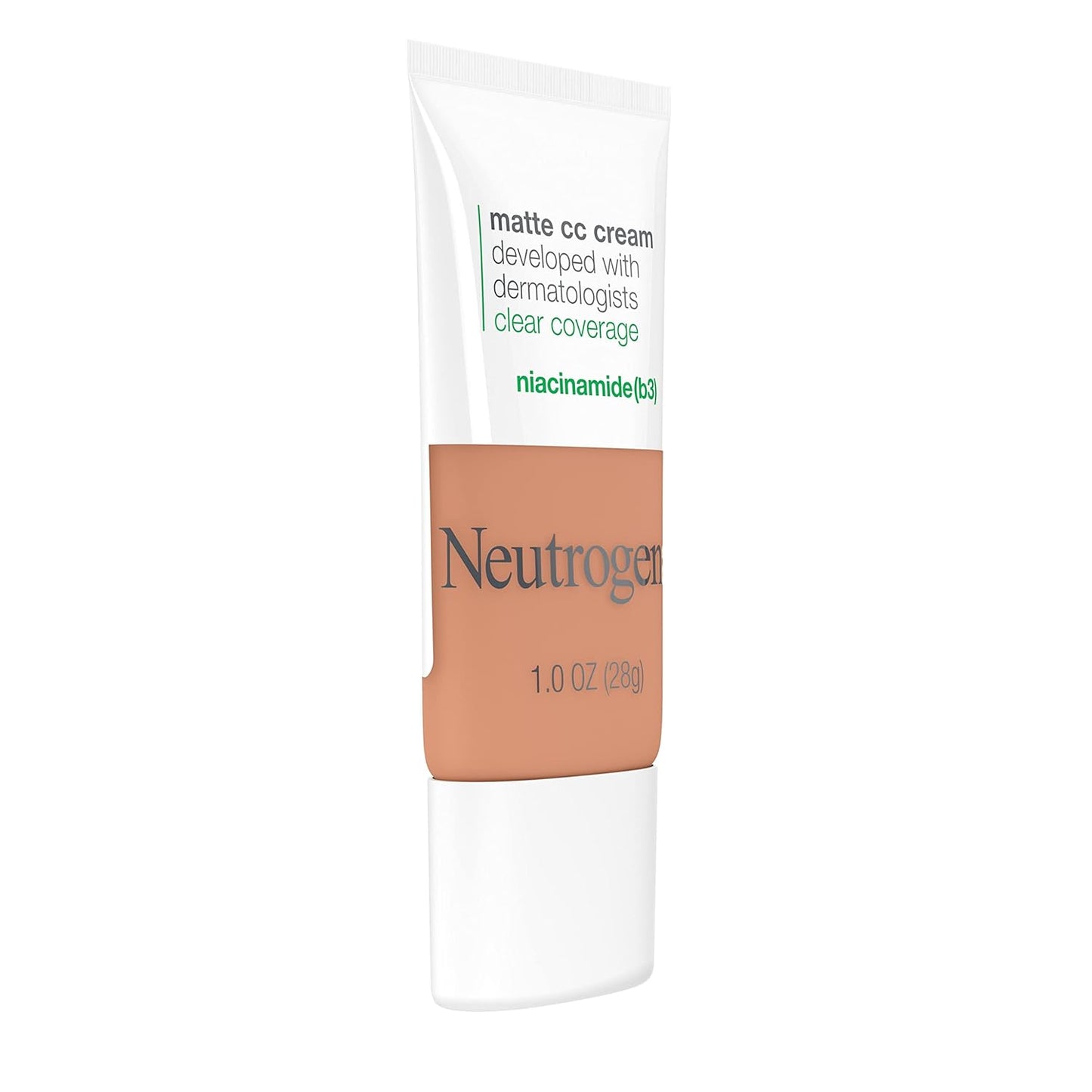 Neutrogena Clear Coverage Flawless Matte CC Cream, Full-Coverage Color Correcting Cream Face Makeup with Niacinamide (b3), Hypoallergenic, Oil Free & Fragrance Free, Cappuccino, 1 oz