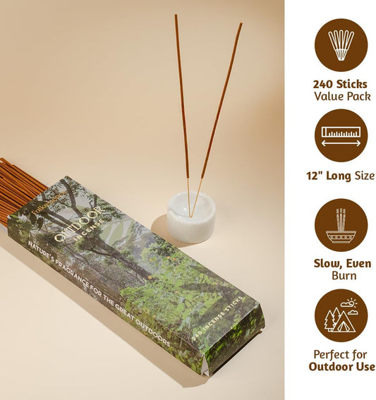 Folkulture Citronella Incense Sticks | Pack of 240 Long 12” Citronella & Lemongrass Incense Sticks | Slow Burn, Non Toxic, Organic |for Patios, Gardens, Camping, BBQs & Outdoor Gatherings