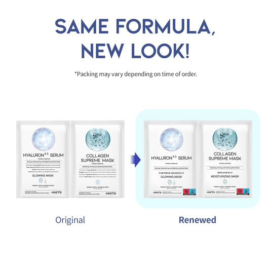 Hydrating Soothing Sheet Masks Gift Set for Skincare, Korean Vegan Sheet Mask for Dry, Sensitive Skin, Calming, Smoothing, Brightening, Collagen, Ceramide, Cica, Hyaluronic Acid 30EA
