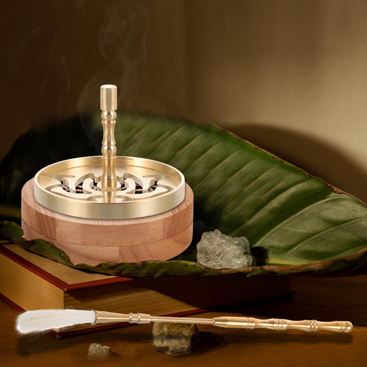 Incense Burner Kit 5pcs - Incense Cone Molds, Press, Shovel, Brush - Brass Chinese Incense Burner Kit Incense Making Kit for Yoga Meditation DIY Home Fragrance