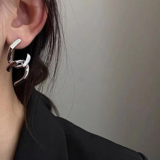 Punk Long Tassel Drop Dangle Earrings Vintage Silver C Shaped Bar Cross Drop Earrings Studs Rock Statement Geometric Cross Earrings Prom Tassel Earrings Jewelry for Women