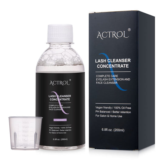 Eyelash Cleanser Concentrate 200ml Lavender Professional Lash Shampoo Foaming Cleanser Lash Wash Concentrate for Extensions Lashes with Salon Home Care-Makes 40 Bottles