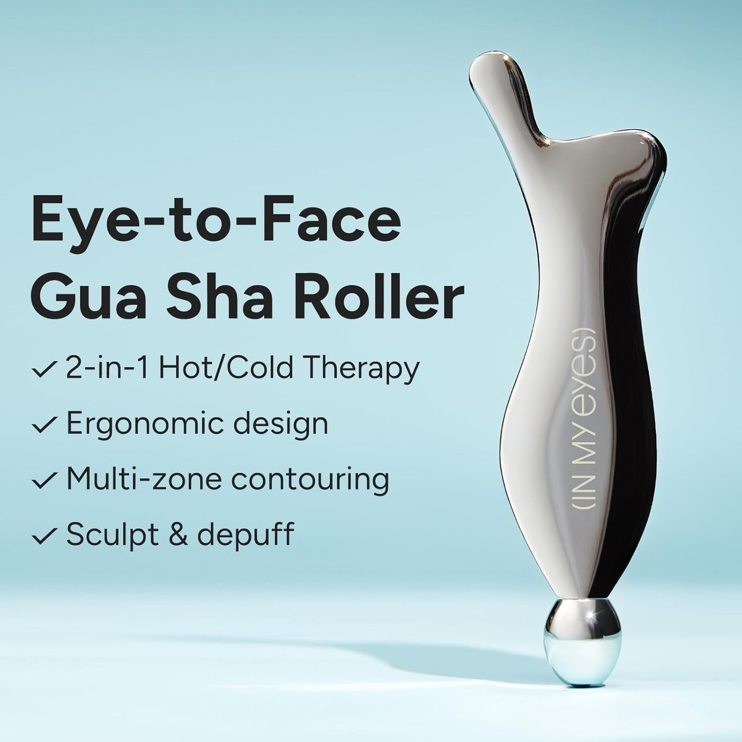 In My Eyes Gua Sha Tool for Face & Eye, Stainless Steel Gua Sha Facial Massager Tool for Reduce Puffiness, Ease Facial Tension & Promote Lymphatic Drainage