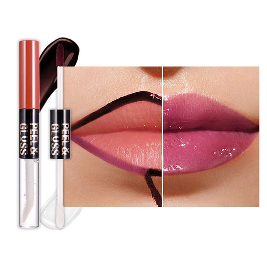 Dark Raspberry Lip Stain Peel Off Lip Gloss oil Dual-Ended Combo, Lips Liner Stain Peel Off Tattoo, Long Lasting & Waterproof, Transfer-Proof Lip Tint Stain with Lip oil for All Skin Type 05#