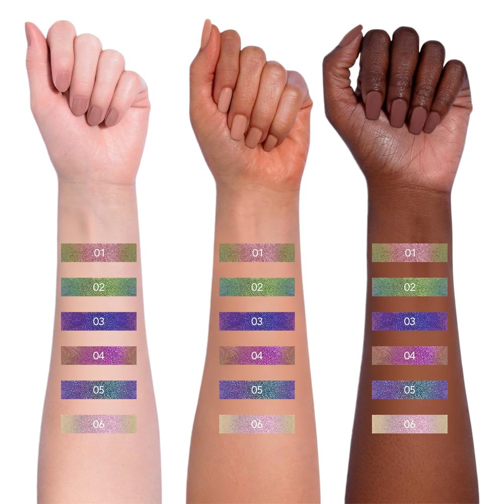 evpct Chameleon Duo Chrome Liquid Eyeliner, Iridescent Pink Glitter Metallic Shimmer Liquid Eyeliner, Multichrome Color Shift, Long Lasting Waterproof Eye Liner Eyeshadow Pencil Face Glitter Makeup