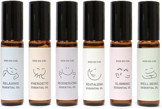 Essential Oil Roll On Blend, Orchid Oil Gift Set, Well-Being, Body Care, Massage, Relaxing, 6 Pack, 0.17oz, Elegant White