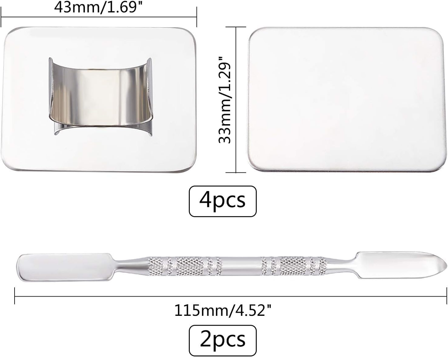 OLYCRAFT 6PCS Stainless Steel Makeup Palette Mini Ring Palette with Spatula Tool Makeup Palette Tools for Nail DIY Art Design Paint Color- 1.7 x 1.3 Inch