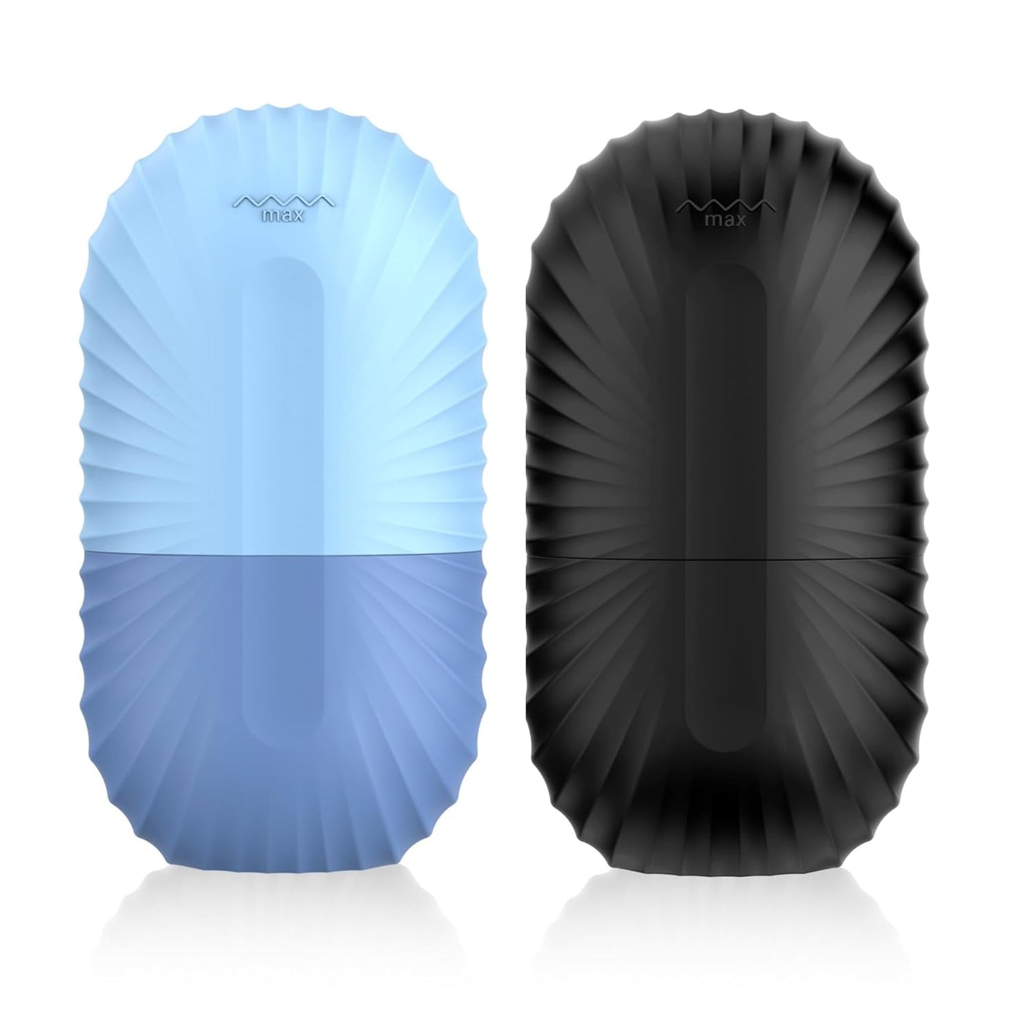 2pcs Ice Roller for Face and Eye, Silicone Ice Facial Roller Ice Holder, Face Ice Mold Skin Care, Face Icers Reusable Ice Cube Roller for Shrink Pores Anti Wrinkle Reduce Puffiness, Black Blue