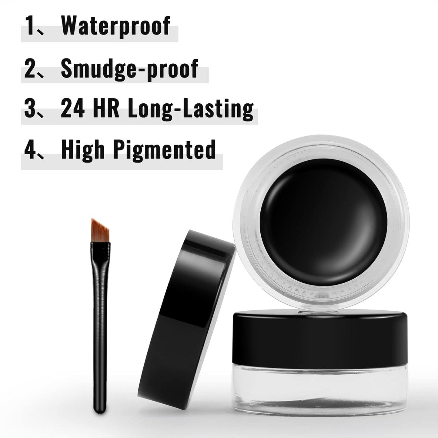Erinde Waterproof Gel Eyeliner, Cream Eyeliner Gel Pot, High-Intensity Pigments Long Lasting Smudge-Proof Eye Liner Halloween Makeup, Waterline Matte Eye Liner with 2PCS Brushes, 07 Dry Rose