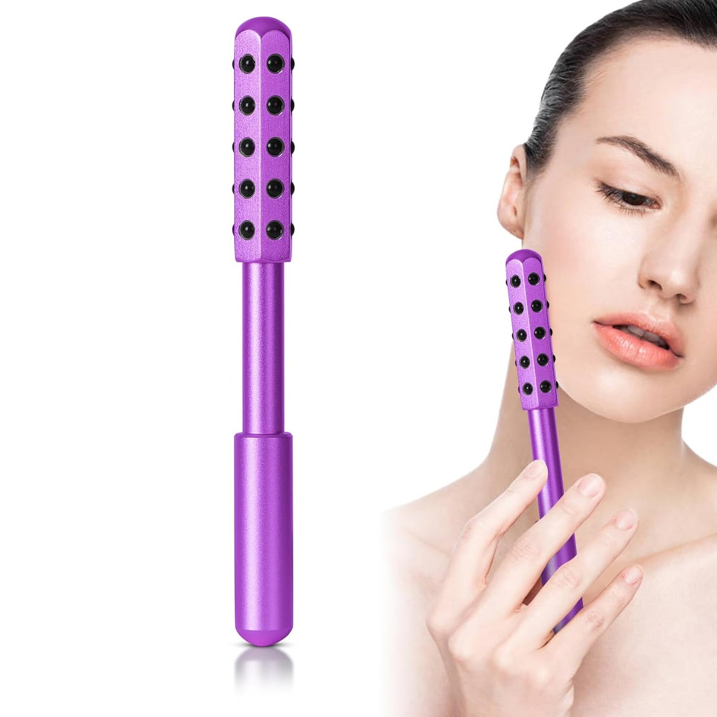 Up Lifting Massaging Beauty Roller Radiance Roller 30 Germanium Stone Face Roller for Uplift and Skin Care,Uplifting Face Massager (Purple)