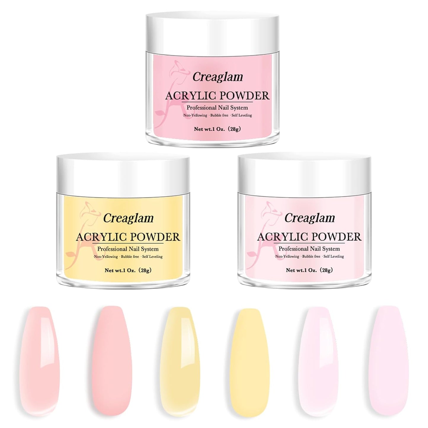 Professional Acrylic Powder for Nail: Large Capacity 3 Colors Pink Tulle Wax Yellow Festival Bloom Acrylic Nail Powder Polymer for Carving Nails - 28g 3D French Nail Manicure Extension