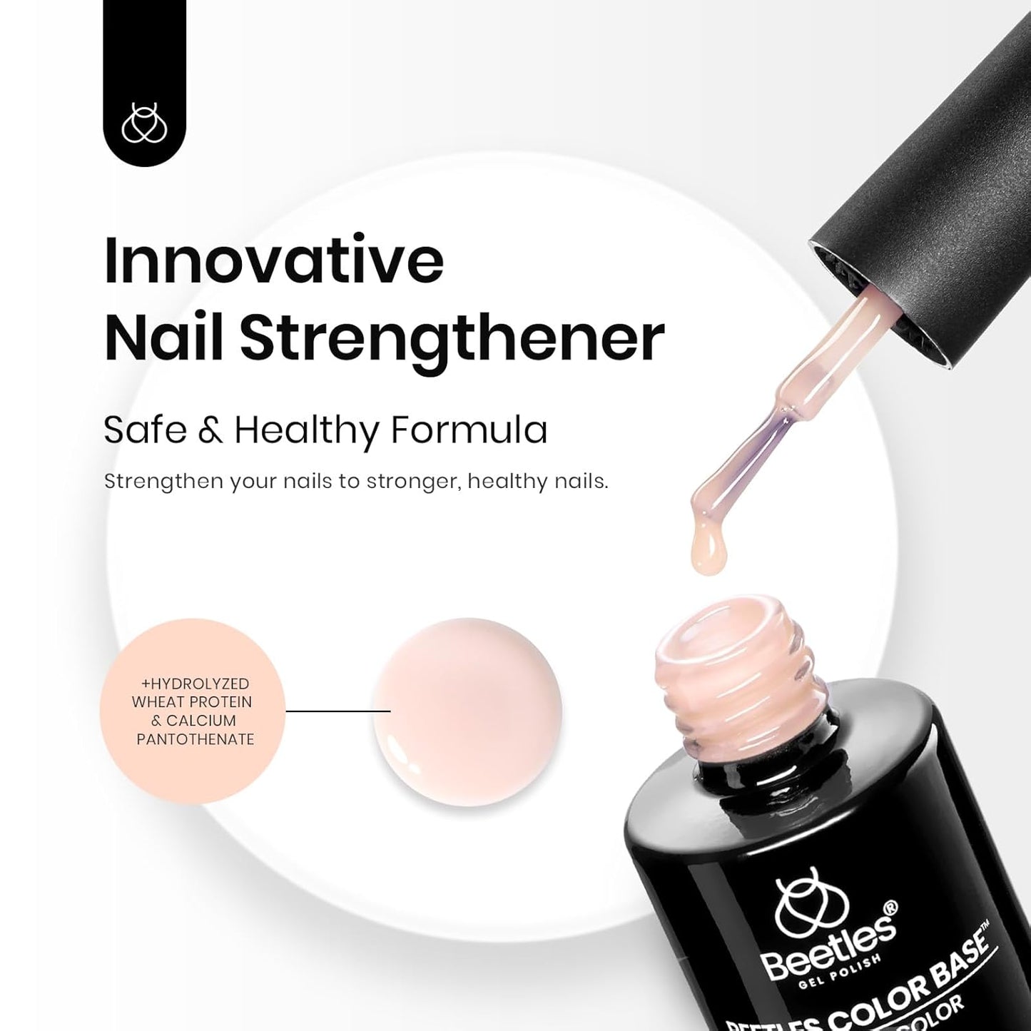 Beetles Color Base Gel Nail Polish, 1pcs 15ml Rubber Base Builder Neutral Nude Gel Base Coat Warm Jade Nail Polish, Base Coat Nail Strengthener Soak Off UV LED light Needed