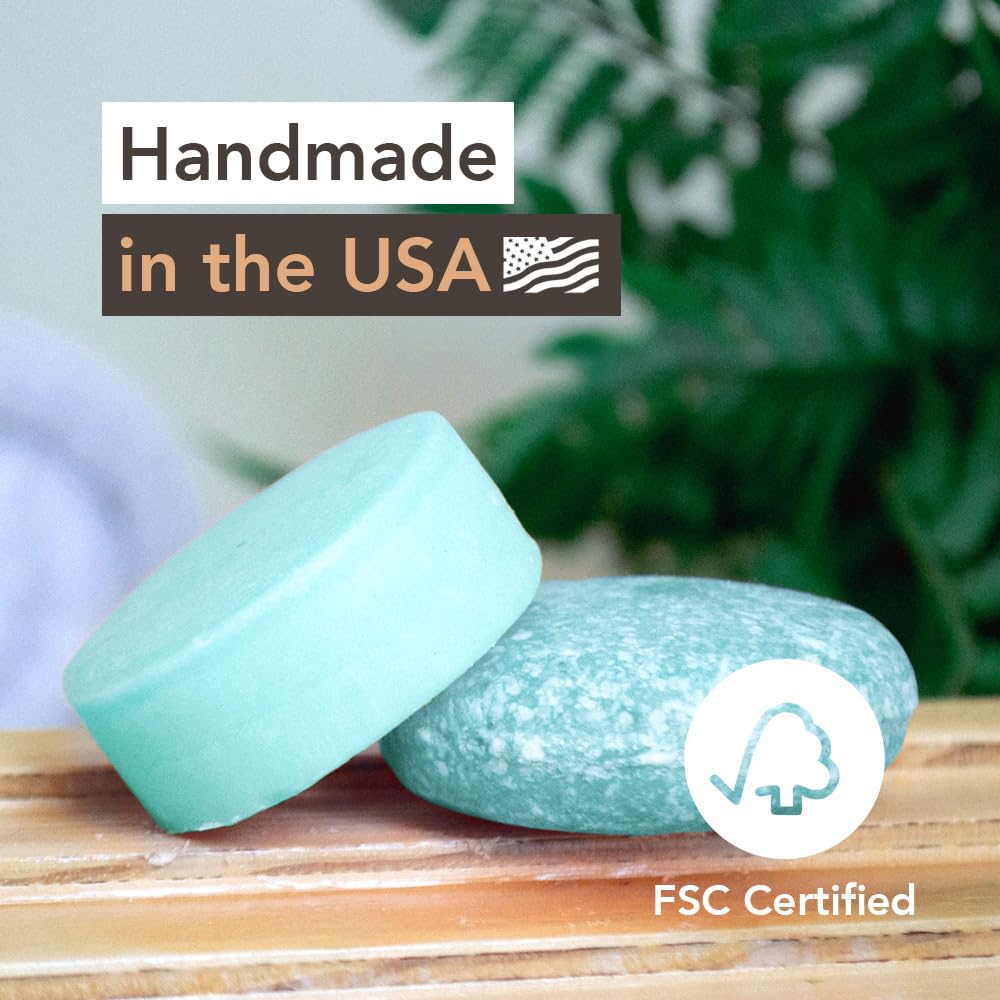 Wave Eucalyptus Oil Shampoo Bar - Moisturizing & Handmade Vegan Bar for Shiny Hair, Natural, Organic & Non-GMO Shampoo for Women & Men, 2.3 oz, Long-Lasting (80-120 Uses)