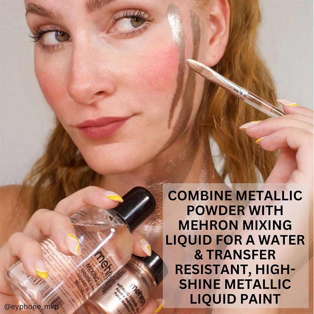 Mehron Makeup Metallic Powder (.17 oz) with Mixing Liquid (1 oz) (ROSE GOLD)