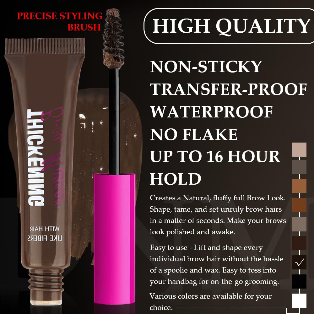 Kaely Thickening Brow Mascara,Tinted Eyebrow Gel Waterproof,Eyebrow Color Makeup,Brow Fast Sculpt,Vegan,Cruelty Free,maquillaje gel para cejas a prueba de agua,07 Espresso