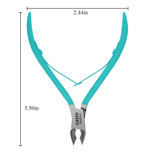 Professional Cuticle Trimmer Nail Cuticle Cutter Stainless Steel Cuticle Nippers with Sharp Blades of Cuticle Remover Clippers Manicure Tools Double Spring for Nail Care Pedicure Nail Tools (Cyan)