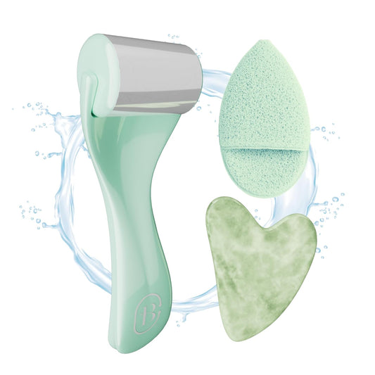 Bella Ciao 3-in-1 Anti-Aging Skin Care Set, Skin Care Set for Teens, Includes Jade Gua Sha, Makeup Removal Pad, Ice Roller Facial Massager, Gua Sha Facial Tools, Gua Sha Stone