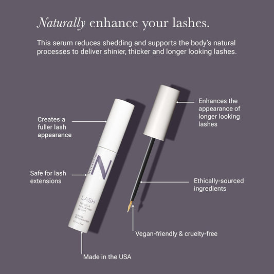 NULASTIN Eyelash Serum for Thicker Looking Lashes - Follicle Fortifying LASH Serum - Clinically Tested Eyelash Enhancing with Keratin - From the Experts in Brows and Lashes (0.1 Fl Oz)