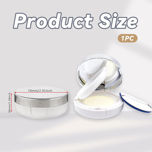 15g 0.5oz empty cushion foundation compact, luxurious white silver edge portable bb cream container dressing case