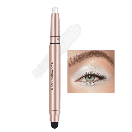 White Cream Eyeshadow Stick, Single Shimmer Eyeshadow Pencil, Waterproof Long Lasting Eye Shadow Stick Makeup, Hypoallergenic High Pigmented Eye Highlighter Pen Create Multi-Dimensional Eyes Look 01#