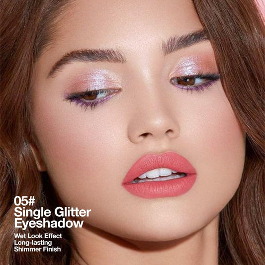 Glitter Shimmer Sparkle Eye Shadow Palette Makeup for Women, Shimmer Rose Gold Pink Glitter Metallic Holographic Iridescent Cream Iridescent Single Monochrome Eyeshadow Makeup