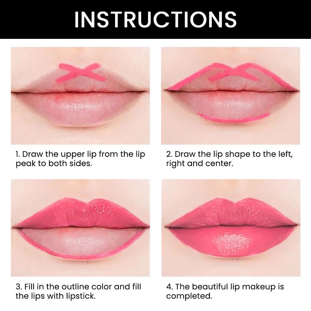 evpct 3Pcs Mauve Warm Bright Pink Red Shine Lip Liner and Lipstick Combo Set Kit for Women, Moisturizing Glossy Tinted Lip Stick Balm Care, Sheer Shine Juicy Finish, Lightweight Hydrating Formula