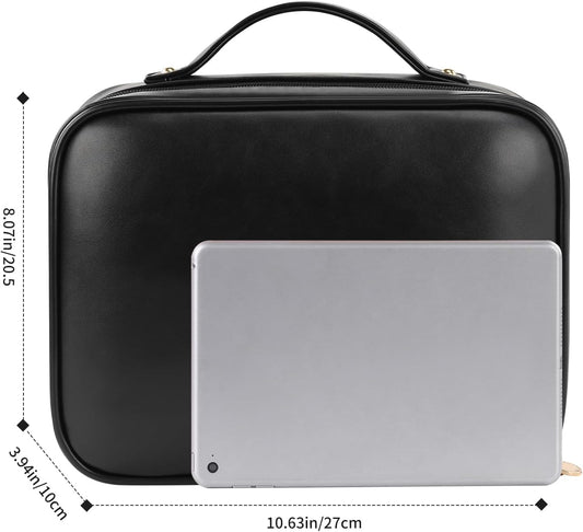 RIGHT AWAY Travel Toiletry Bag for Women, Makeup Bag& Cases, Waterproof Makeup Organizer Cosmetic Bag with Compartments,Portable Make Up Bag for Travel Size Toiletries,Skincare,Brushes Set,Black