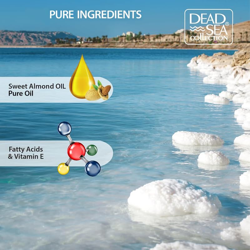 Dead Sea Collection Body Oil with Almond & Vanilla-Dry Skin Moisturizer and Hydrating Massage - Nourishing Bath Oil - Increase Skin Elasticity and Provide Anti-Aging Support for your Body (4 fl.oz)