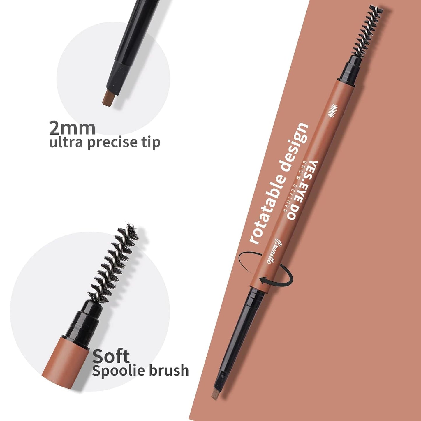 Taupe Eyebrow Pen, Waterproof Longlasting Eyebrow Pencil, Dual Side Retractable Brow Pen for Brows Defining Sculpting, No Residue and Sweat-proof,Taupe YES.EYE DO