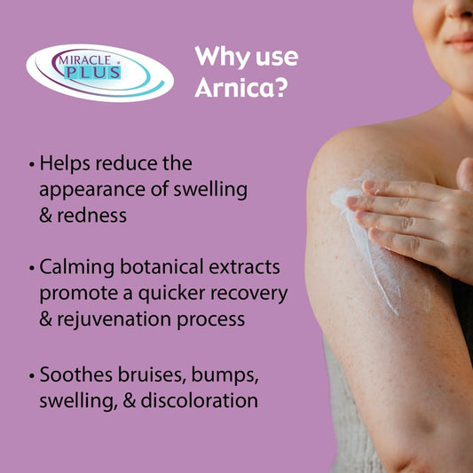 Miracle Plus Arnica Cream Bruise Relief Lotion + Arnica Bruise Gel For Bruising And Swelling On Skin | Bruise Cream Extra Strength Vitamin K Cream | Moisturizing Bruise Formula Skin Care Gel, 2pc Set