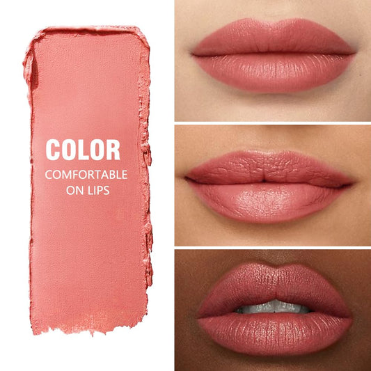 Matte Lipstick Crayon Set for Women, Nude Pink 24 Hour Lipstick Lip Liner Pencil, Neutral Lip Stick Lipliner Long Lasting Waterproof Smudge Proof, Vegan & Cruelty-Free, 03